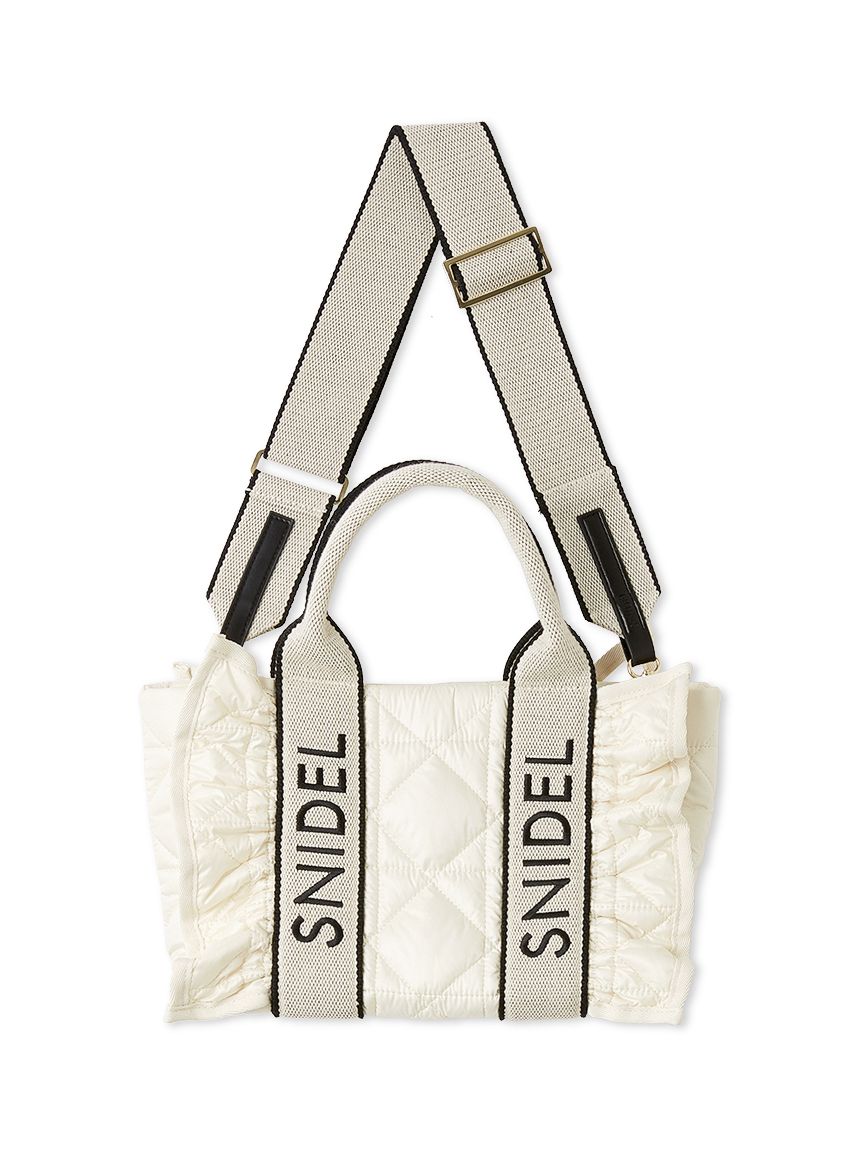 【未使用】SNIDELスナイデルピンクベージュ キルティング ハンドバッグ フリルキルティングロゴバッグ(ハンドバッグ)｜バッグ｜SNIDEL