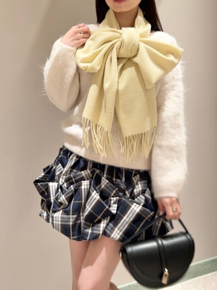 カシミア混ロングリボンマフラー(ストール・スカーフ)｜アクセサリー