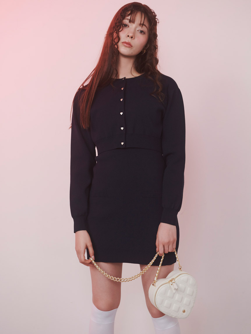 【WEB限定/Heart collection】アンサンブルミニニットワンピース(NVY-F)