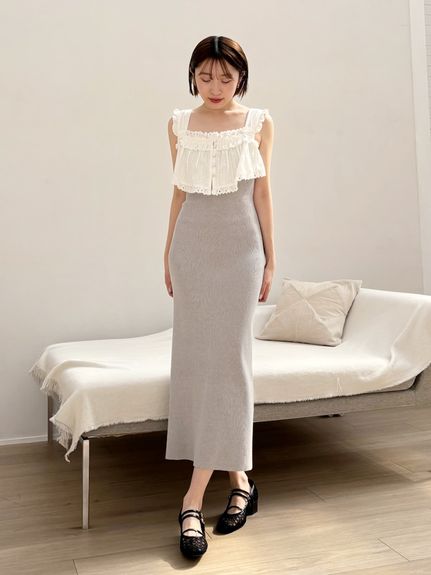 レースドッキングニットワンピース(GRY-F)