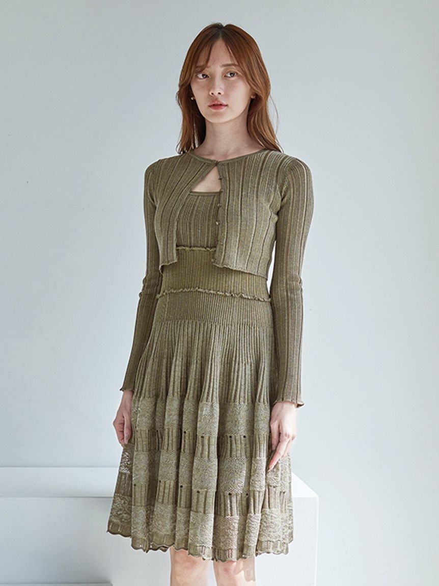 レースクロシェカーデセットワンピース(マキシ・ロングワンピース