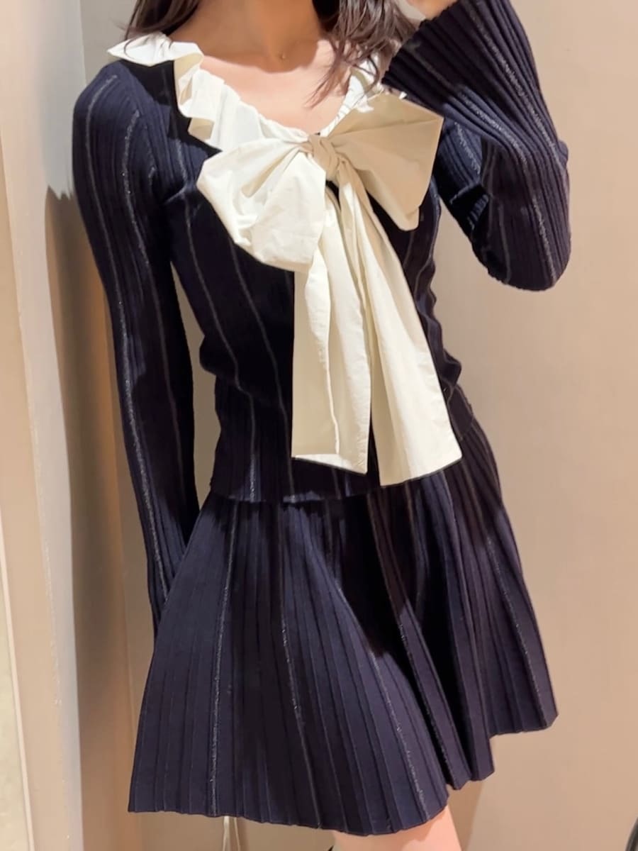 フリルボウタイセットアップ【カンヘウォン着用】(トップス＆ボトム