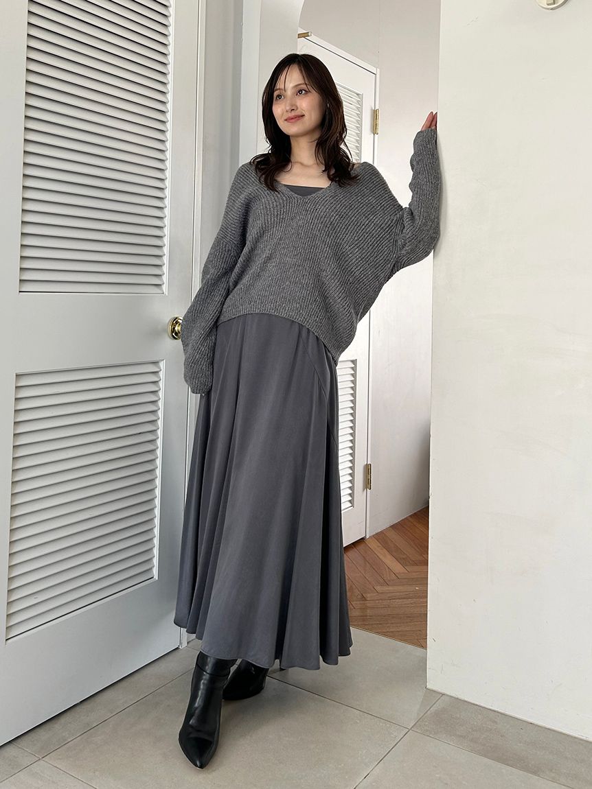 キーネックニットセットキャミワンピース(マキシ・ロングワンピース