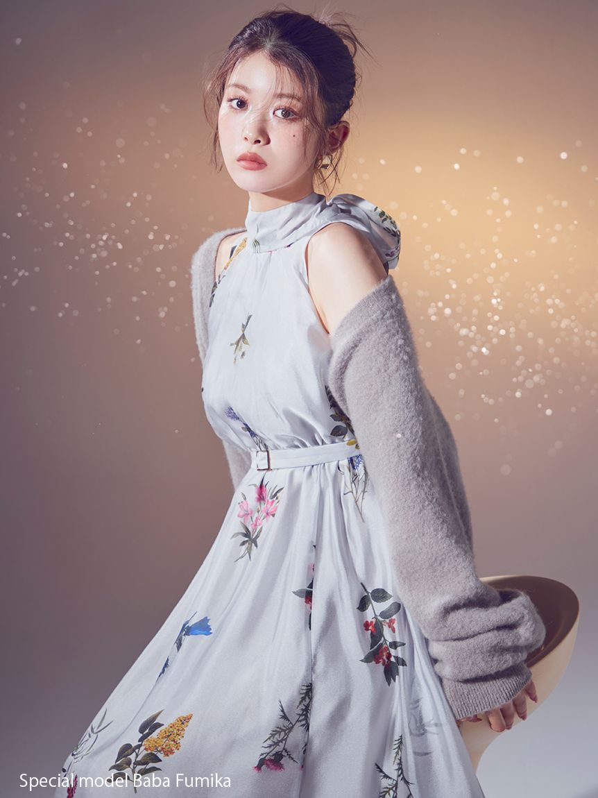 Sustainableフラワーモチーフワンピース×ボレロセット(マキシ・ロング