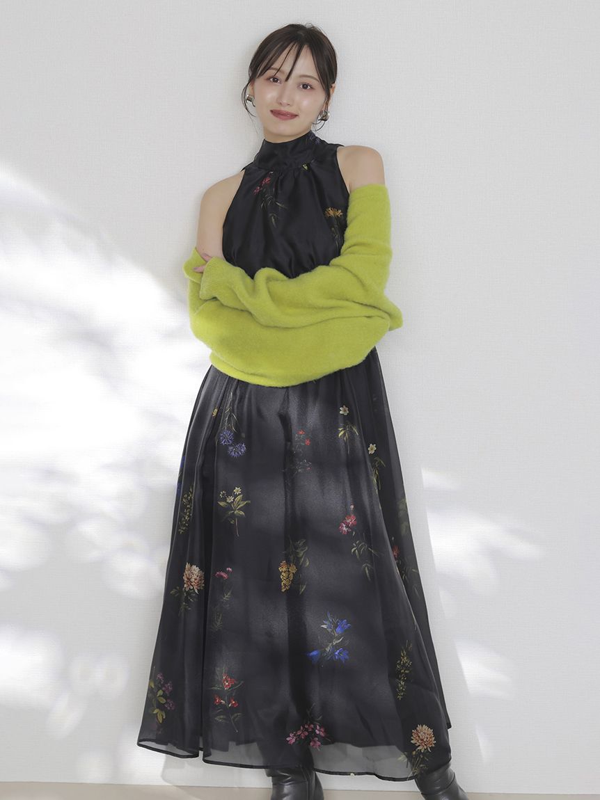 Sustainableフラワーモチーフワンピース×ボレロセット(マキシ