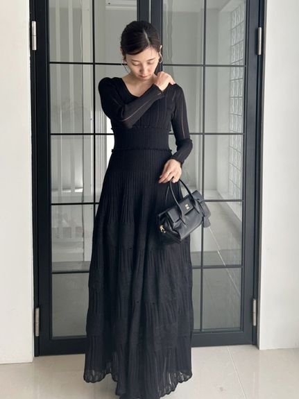 レースクロシェロングドレス(マキシ・ロングワンピース)｜ワンピース