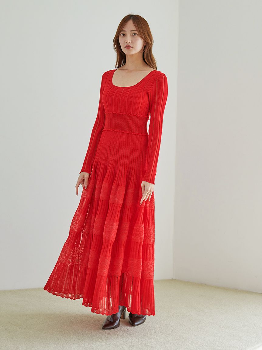 レースクロシェロングドレス(マキシ・ロングワンピース)｜ワンピース