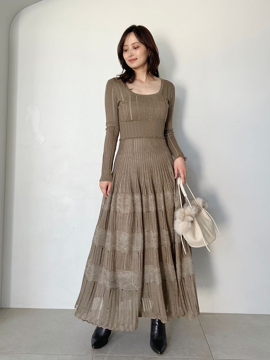 レースクロシェロングドレス(マキシ・ロングワンピース)｜ワンピース