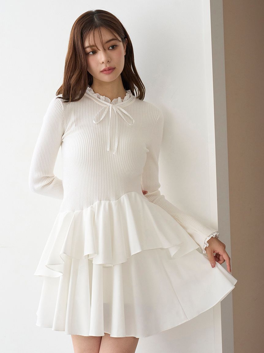 snidel シャツ＆ニットワンピース SNIDEL（スナイデル）の「オーバーシャツドッキングニットワンピース