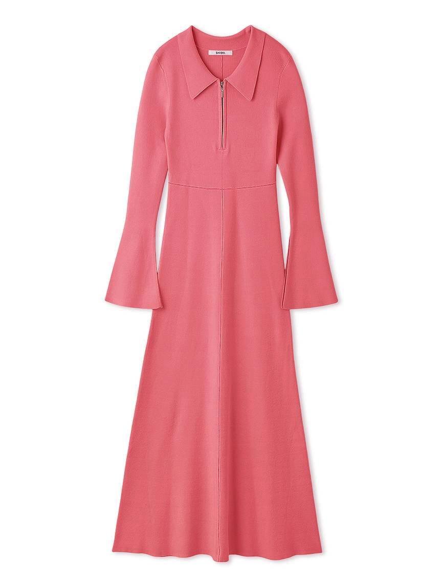 Sustainableスキッパーニットワンピース(マキシ・ロングワンピース