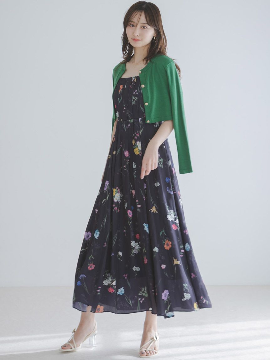 カーデセットフローラルプリントキャミワンピース(マキシ・ロング