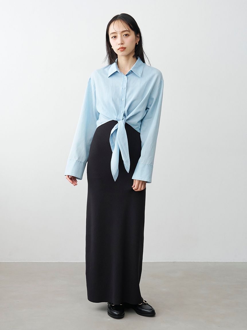 シャツセットニットキャミワンピース(ロングワンピース)｜ワンピース