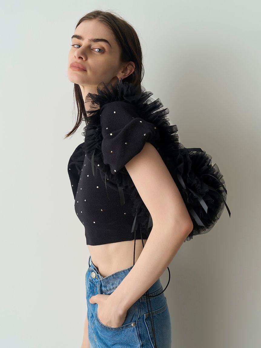 SNIDEL（スナイデル）の「パフスリクロップドニットプルオーバー（ニット/セーター）」 - WEAR