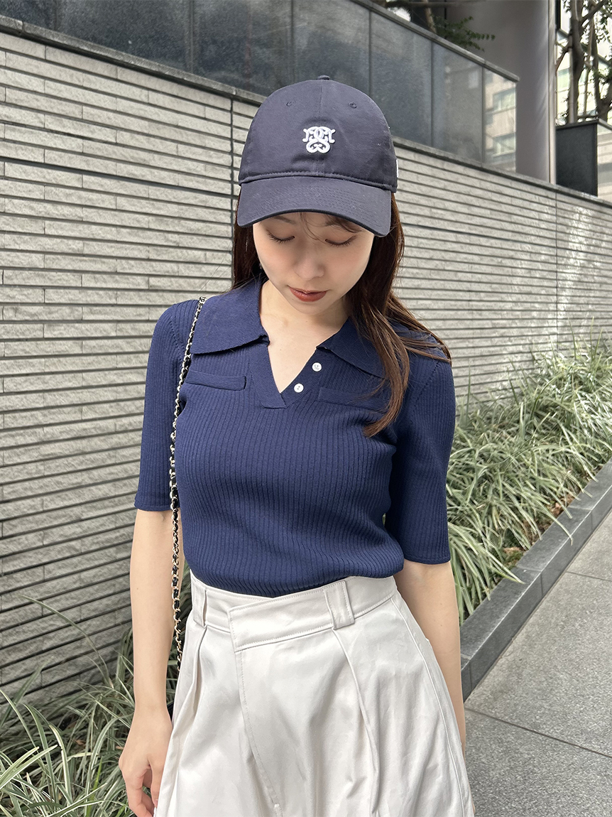 Sustainableスキッパーニットプルオーバー(NVY-F)