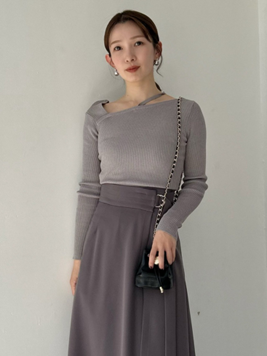 アシメトリーデザインニット(GRY-F)