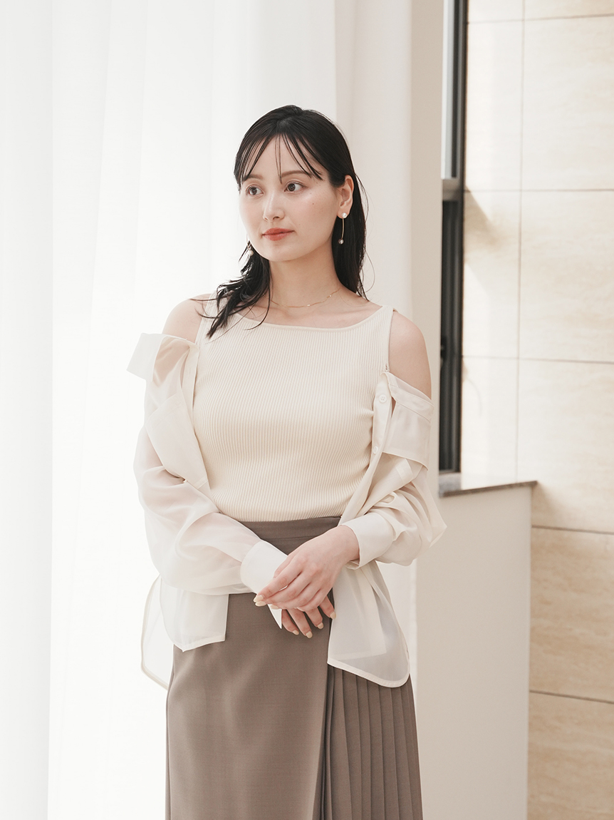 Sustainableシアーシャツニットセット(ニット)｜トップス