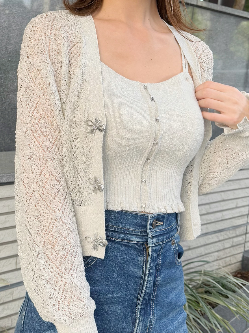 SNIDEL - snidel♡ビジューニット USAGI ONLINE限定】ビジューカラーニットカーディガン