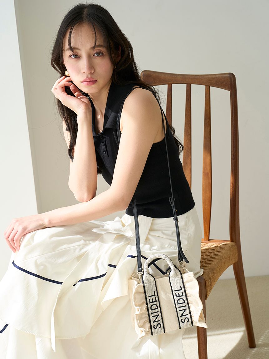Sustainable襟付きニットプルオーバー(BLK-F)