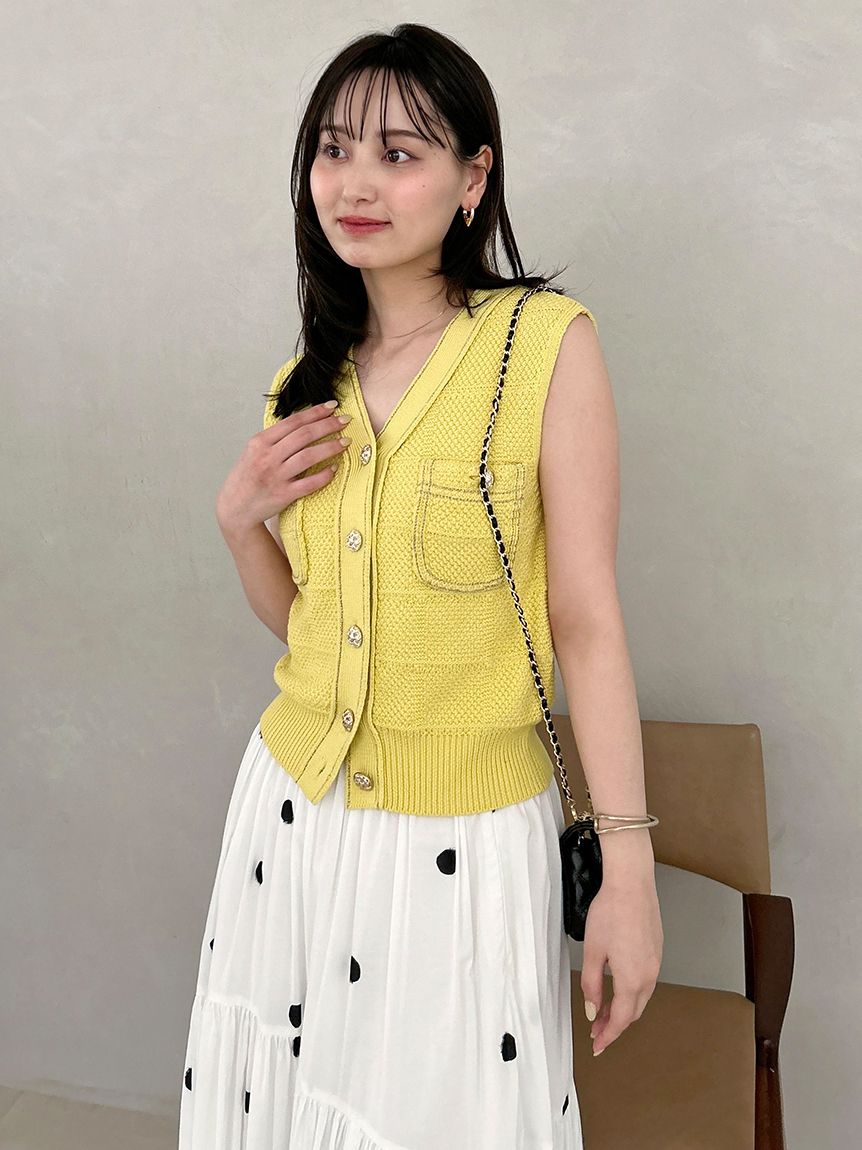 新作新品タグ付き　スナイデル♡Sustainableストラクチャーニットジレ Sustainableストラクチャーニットジレ（ニット）｜SNIDEL