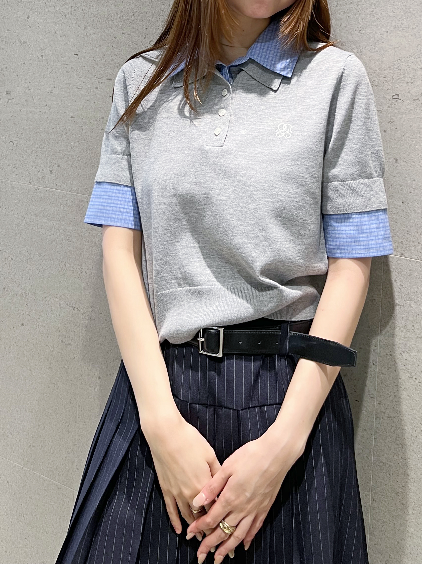 ♡SNIDEL sustainable チェックワンピース ブルー 2♡ セール】バルーンドッキングミニニットワンピース（ワンピース