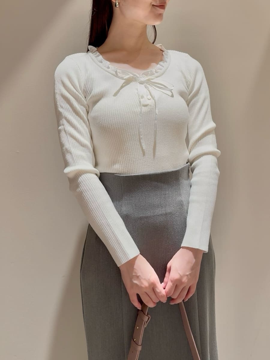 WEB限定カラーあり】フリルドッキングニットプルオーバー(ニット