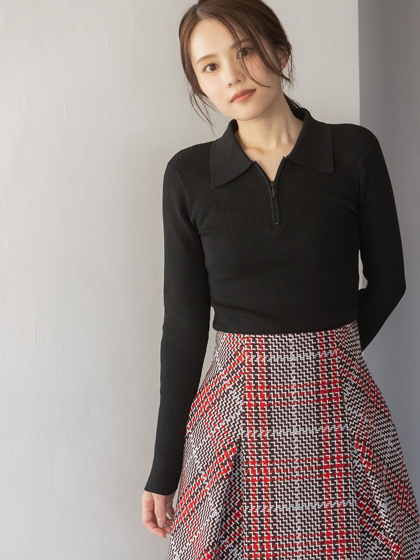 ハーフジップポロニットプルオーバー(ニット)｜トップス｜SNIDEL