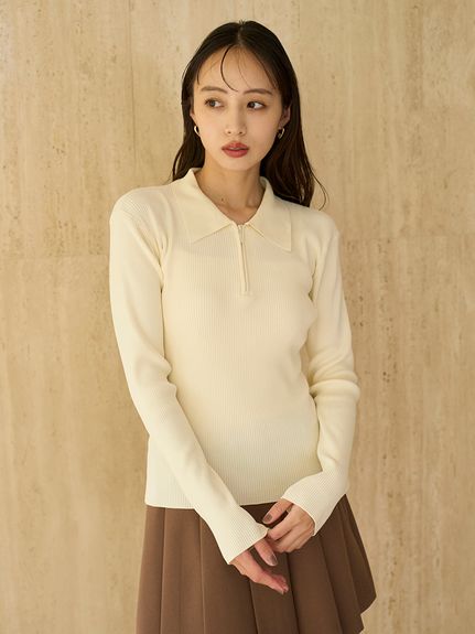 ハーフジップポロニットプルオーバー(ニット)｜トップス｜SNIDEL