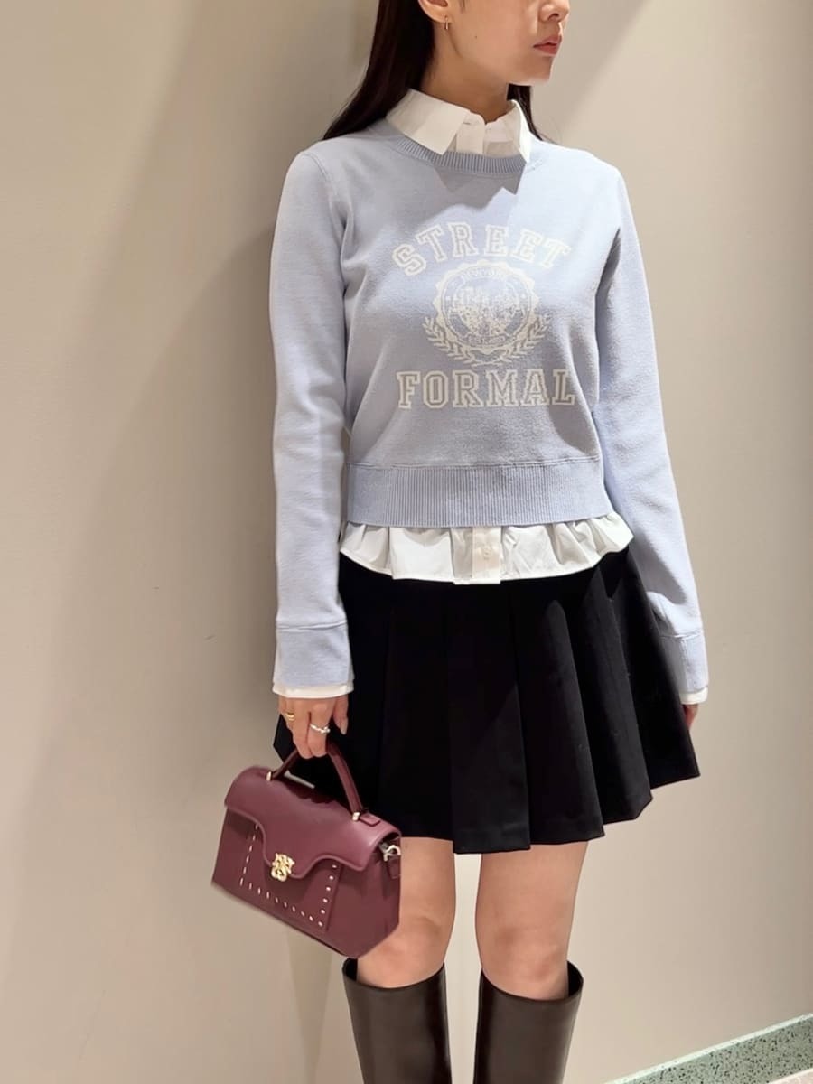 シャツドッキングジャガードニットプルオーバー(ニット)｜トップス