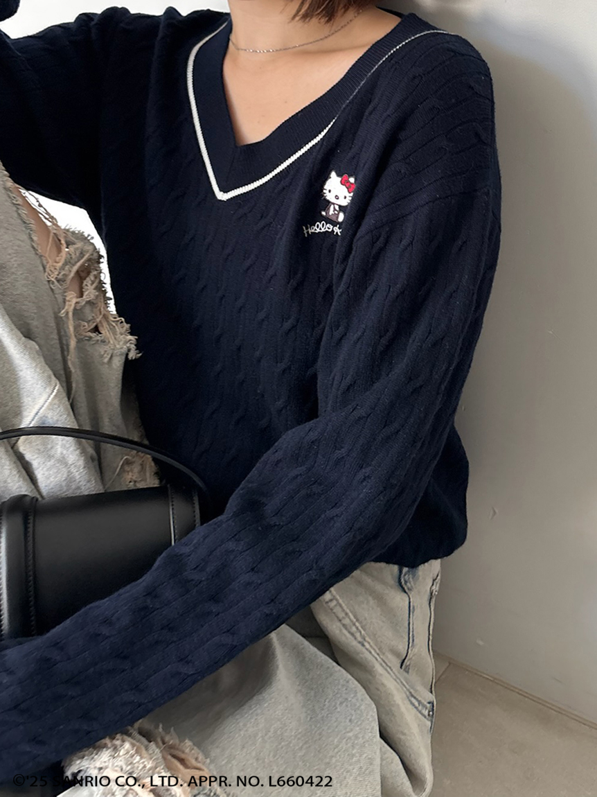 SNIDEL ×HELLO KITTY　ニットプルオーバー WEB限定カラーあり】【HELLO KITTY】ニットプルオーバー（ルーム