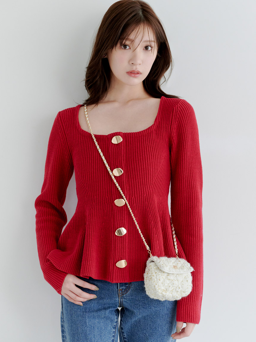 スクエアネックペプラムニットプルオーバー(ニット)｜トップス｜SNIDEL