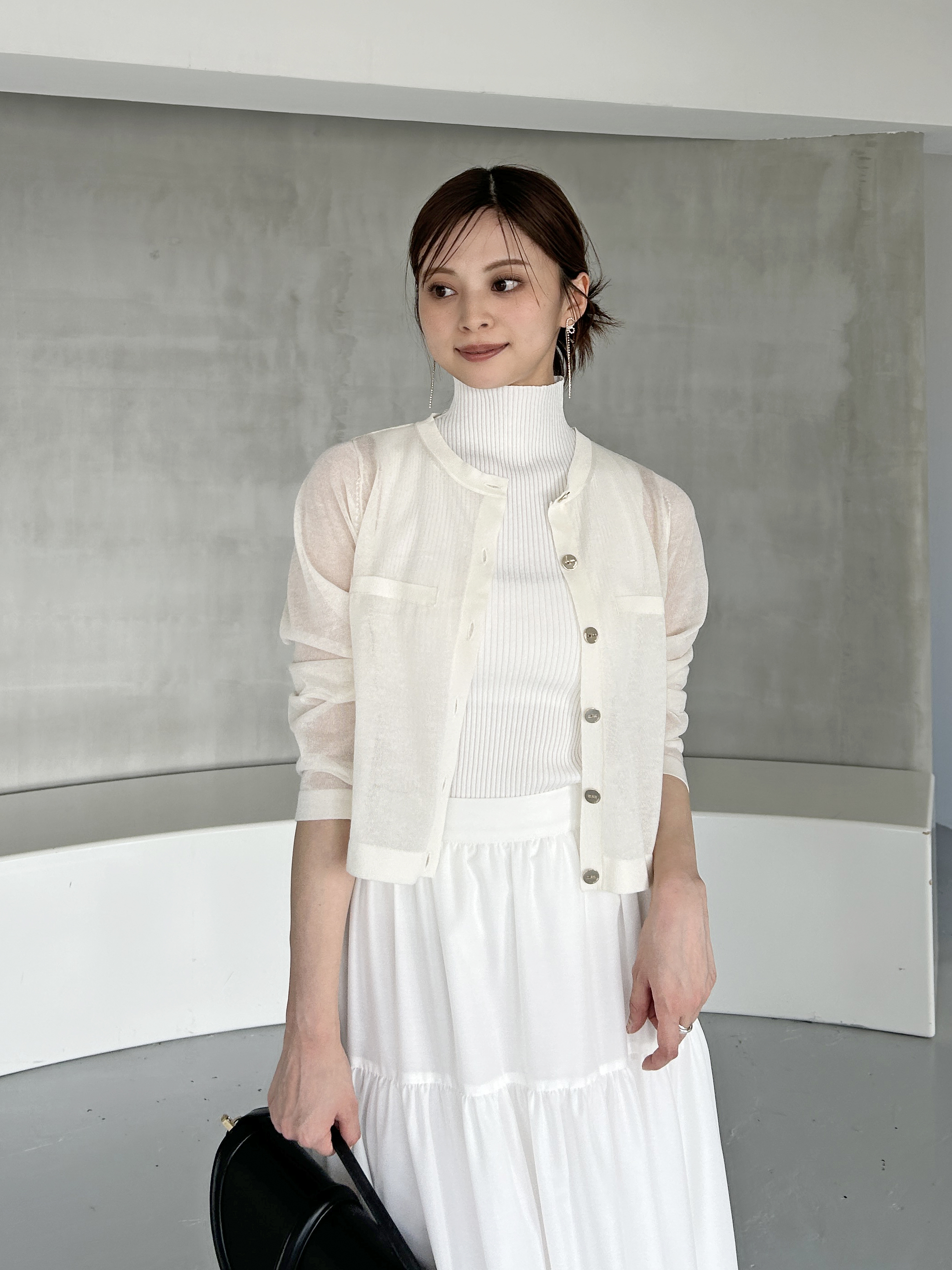 Sustainableメタルボタンシアーカーディガン(ニット)｜トップス