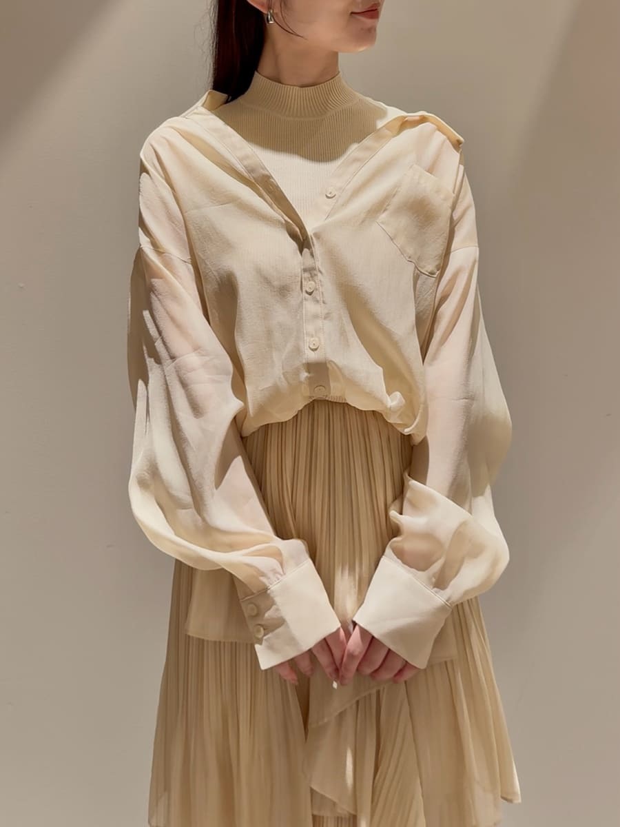 Sustainableシアーシャツドッキングプルオーバー(ニット)｜トップス