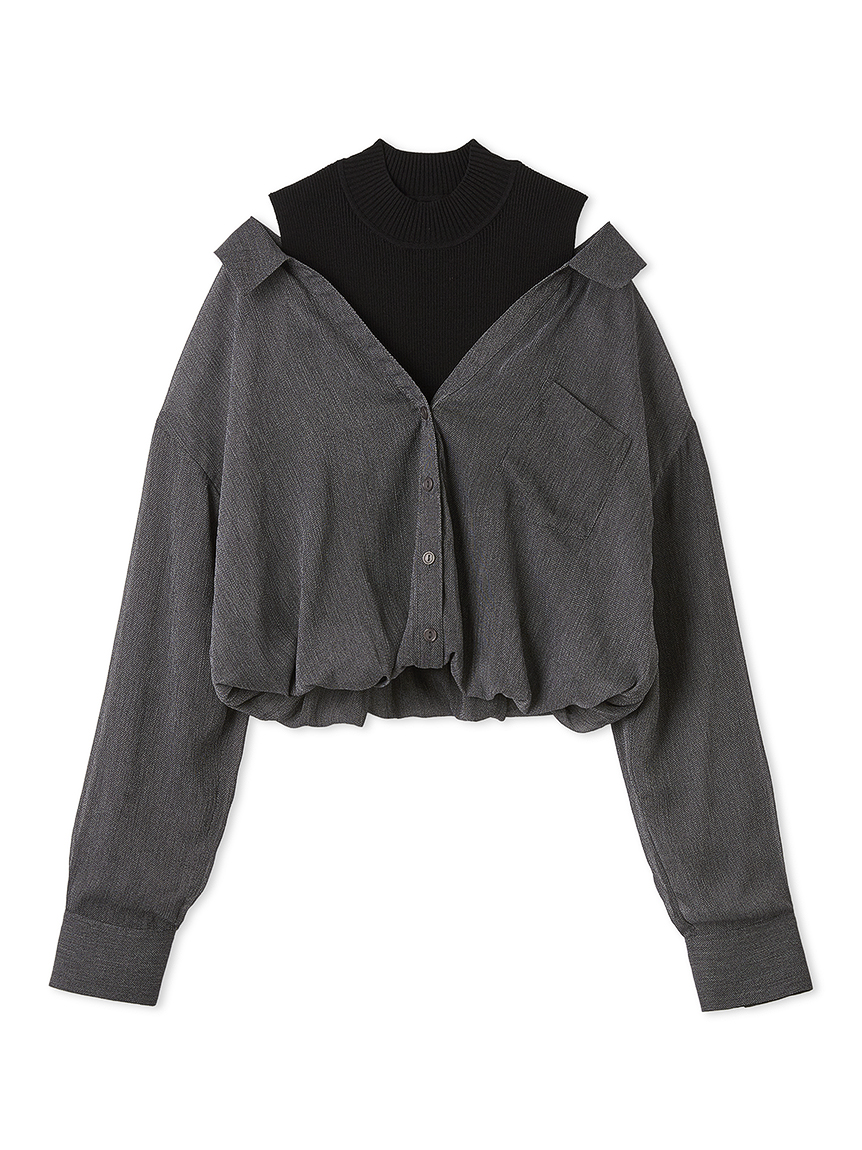 Sustainableシアーシャツドッキングプルオーバー(ニット)｜トップス