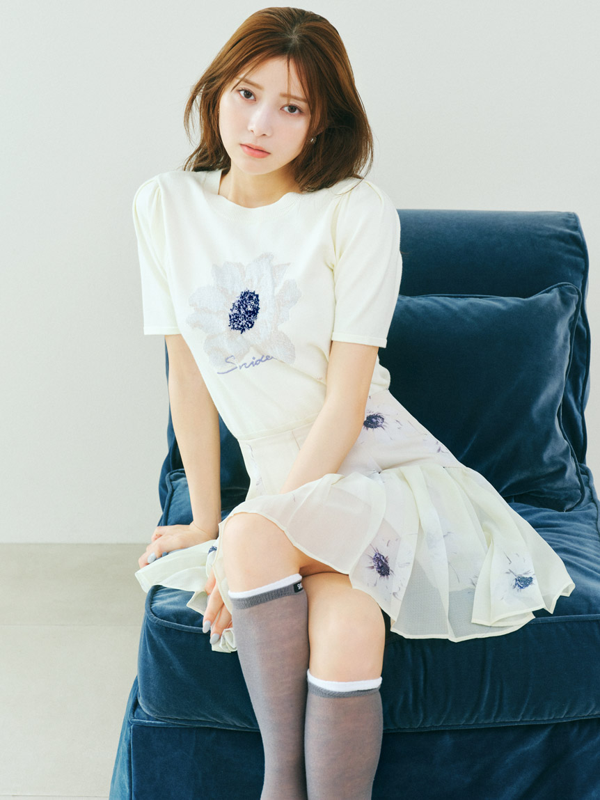 FLOWER COLLECTION】ジャガードニットプルオーバー(ニット