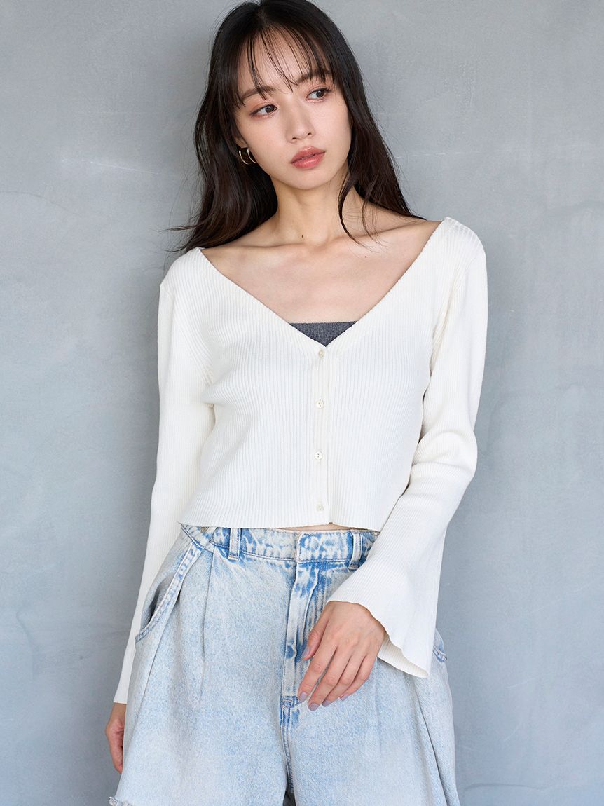 MICHEL  フレアスリーブ カーディガン 34 XS レーディス MICHEL KLEIN フレアスリーブ カーディガン 34 XS レーディス