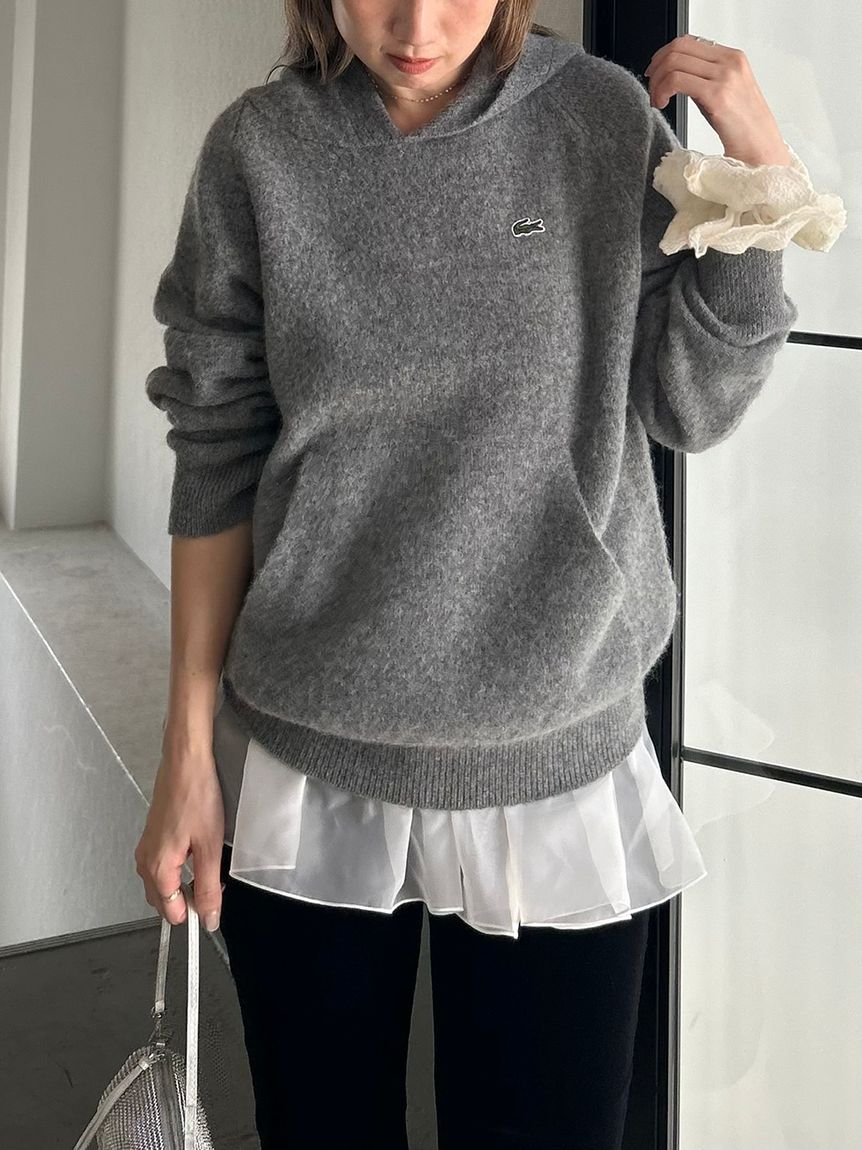 ❤️スナイデル❤️Lacoste ポロリブニット グレー LACOSTE/ニット