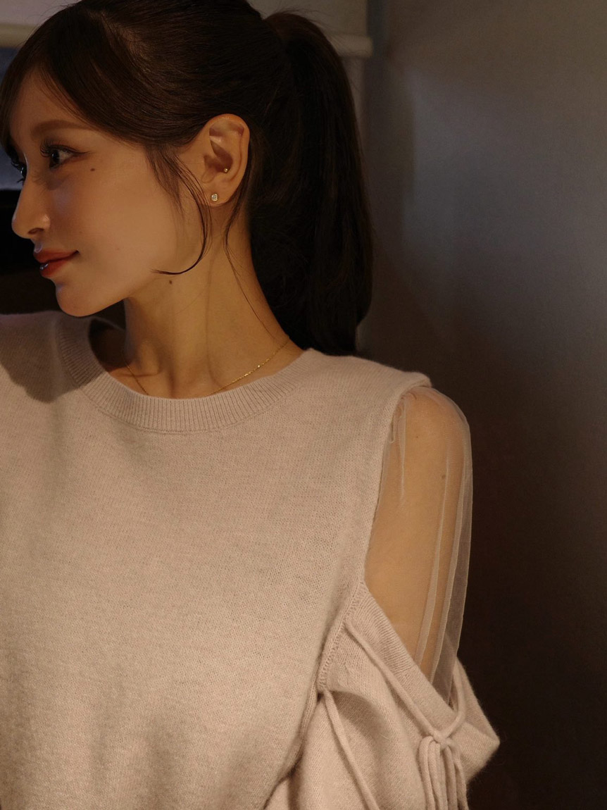 シースルーショルダーニットプルオーバー(ニット)｜トップス｜SNIDEL