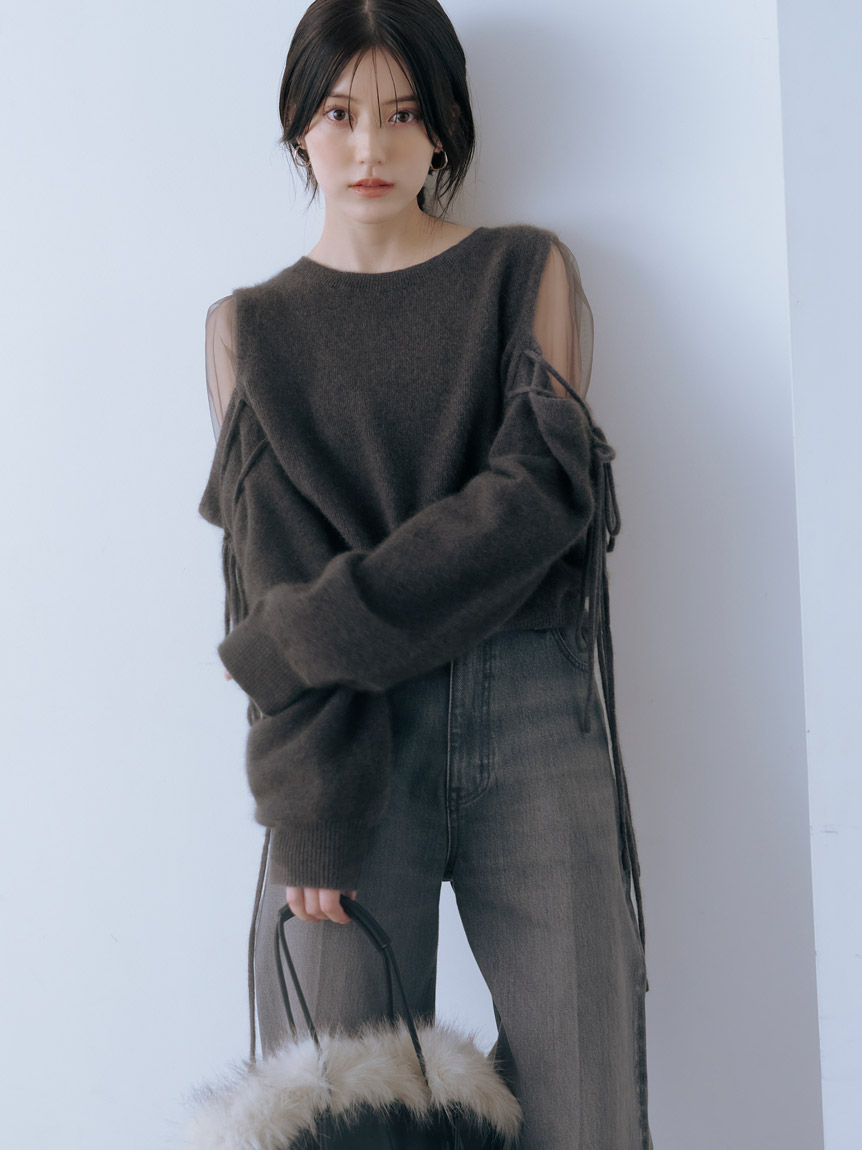 シースルーショルダーニットプルオーバー(ニット)｜トップス｜SNIDEL