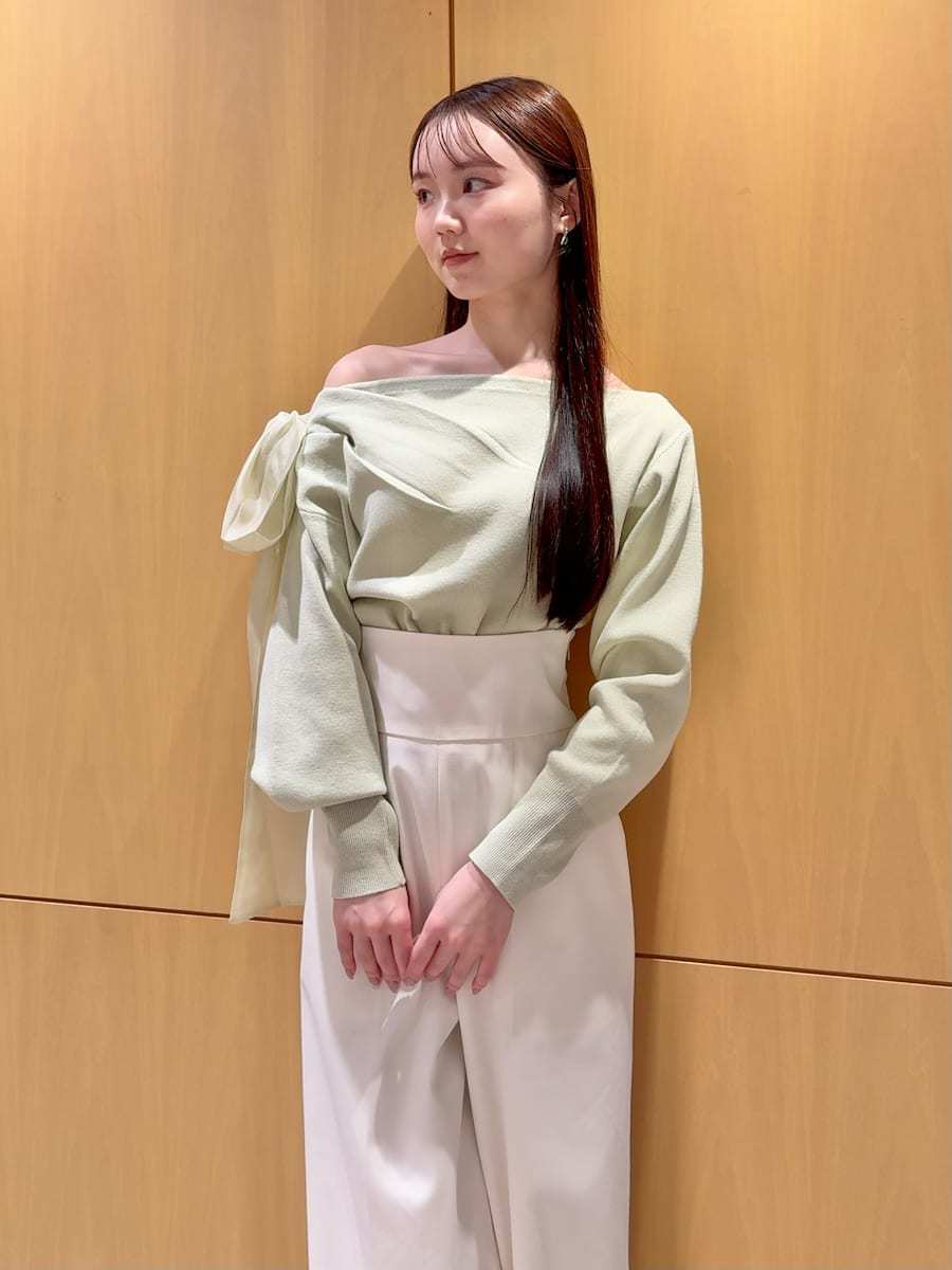 SNIDEL リボンショルダーニットトップス アイボリー リボンショルダーニットトップス(ニット)｜トップス｜SNIDEL