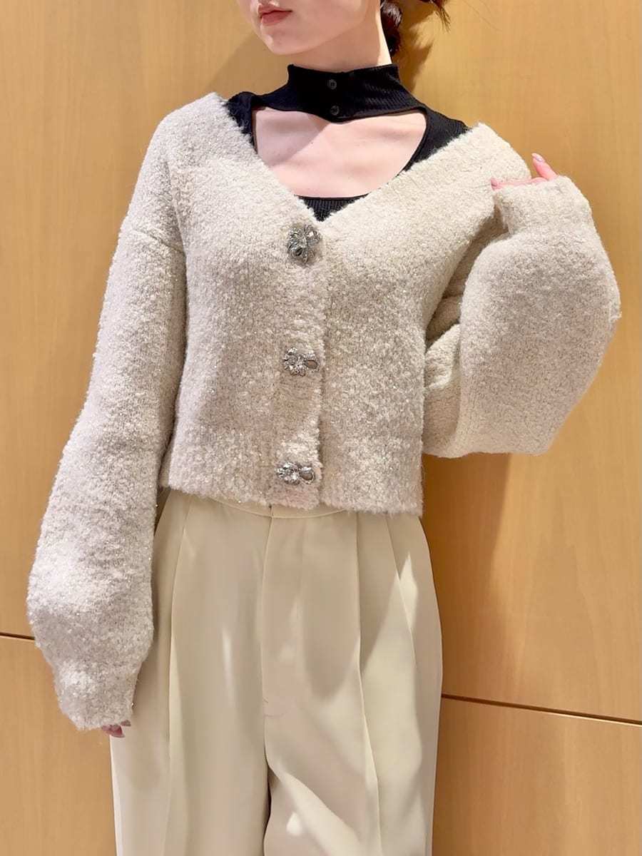 snidel ビジューリボンショートカーディガン ビジューリボンショートカーディガン(カーディガン)｜トップス｜SNIDEL