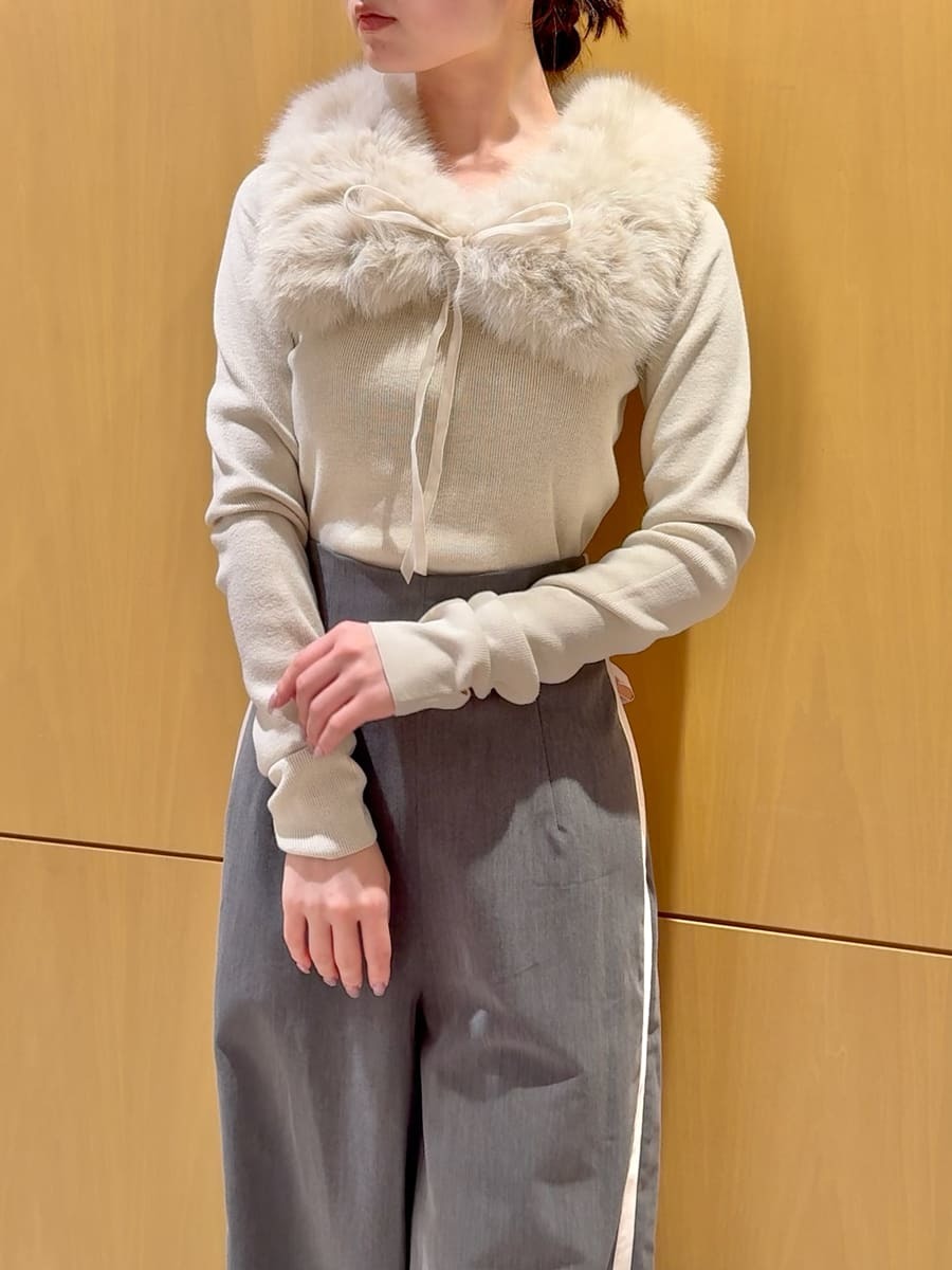 Sustainableスカーフブラウスドッキングプルオーバー(ニット