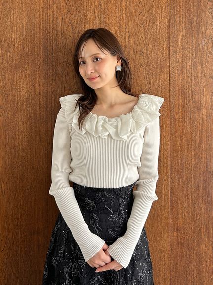 シアーフリルニットプルオーバー【カンヘウォン着用】(ニット