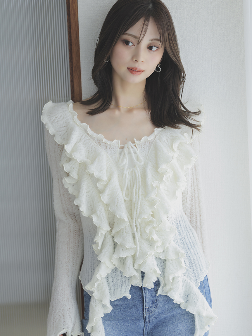 ラッフルデザインニットプルオーバー(ニット)｜トップス｜SNIDEL