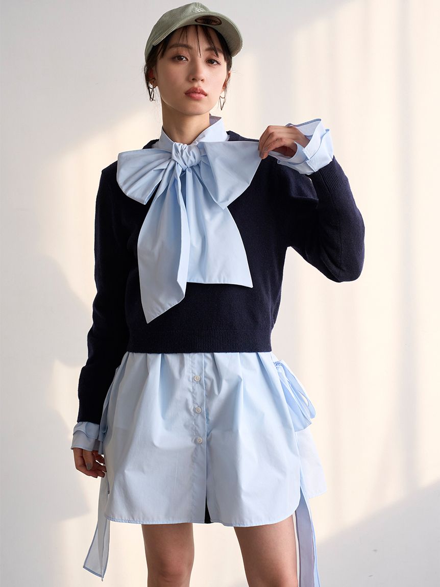 新品未使用　今期新作　SNIDEL☆スナイデル　レイヤードシャツチュニック SNIDEL（スナイデル）の「Sustainableレイヤードシャツ