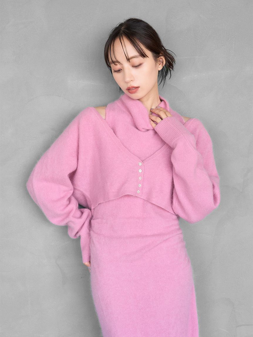 SNIDEL ノースリーブロングワンピース ピンク SNIDEL - 新品タグ付 オフショルロングニットワンピース ピンク