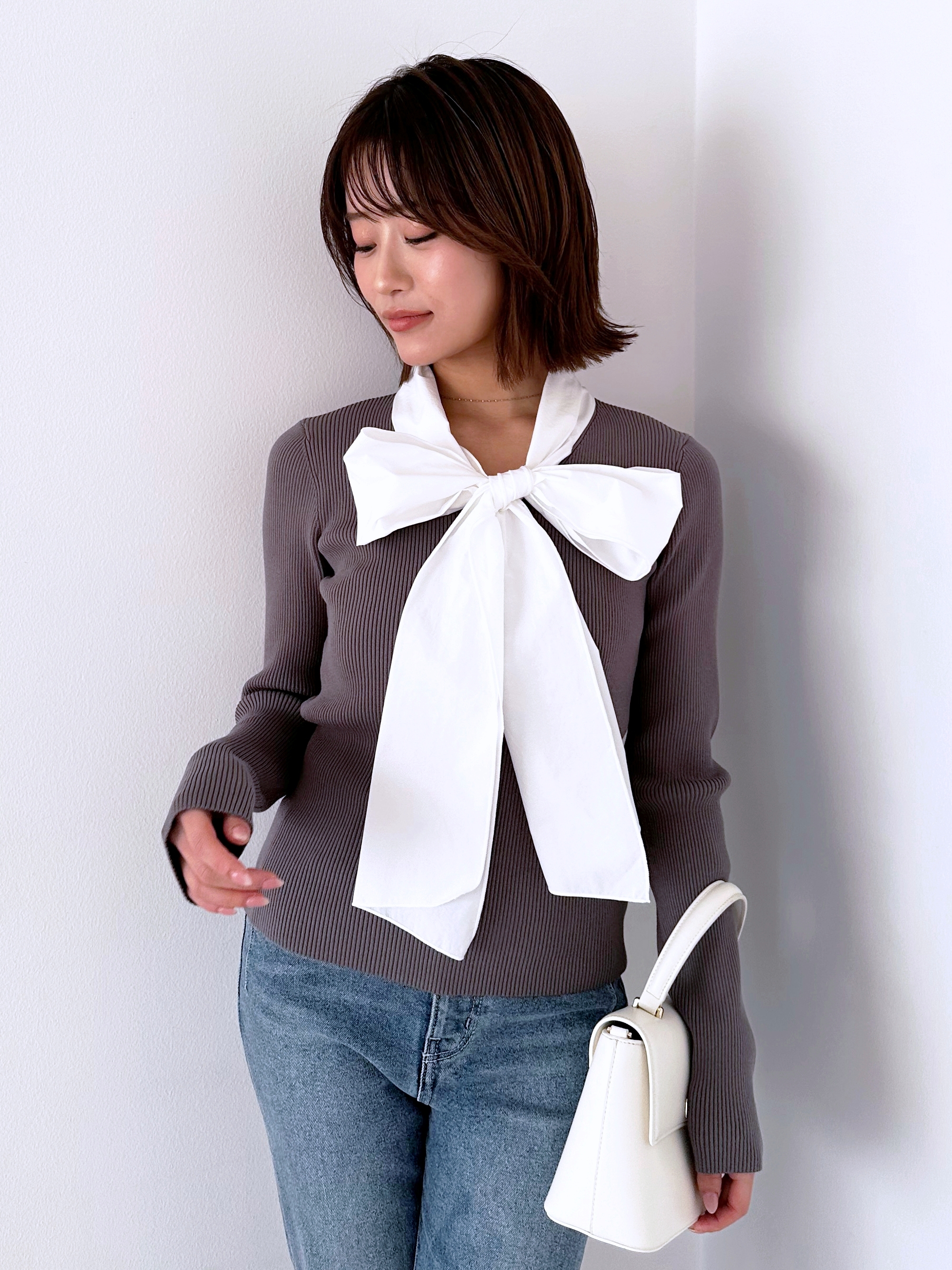 値下げ 新品未使用 SNIDEL レースボウタイカーディガン BLACK USAGI ONLINE限定】レースボウタイカーディガン（カーディガン