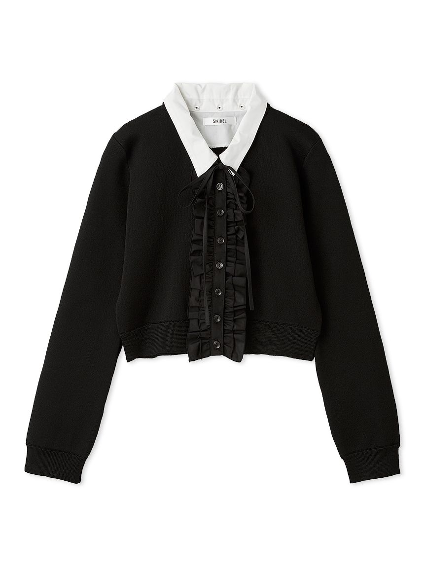 Sustainableスカーフブラウスドッキングプルオーバー(ニット