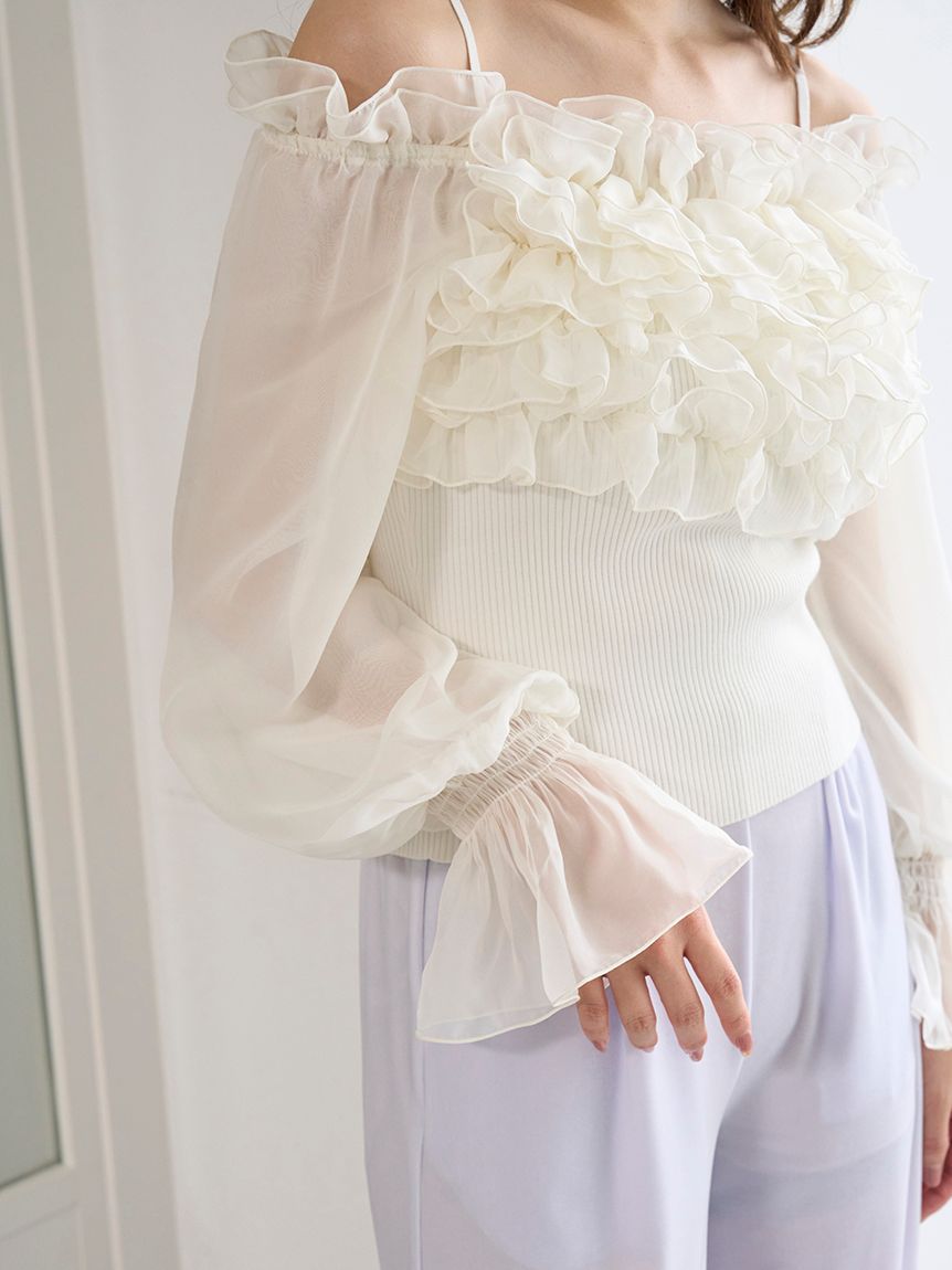 デザインシアーフリルニットプルオーバー(ニット)｜トップス｜SNIDEL