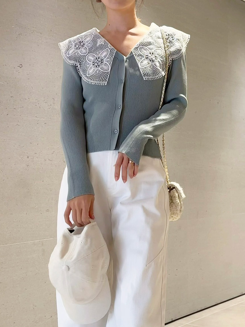 スナイデル　ニットトップス エンブロイダリーカラーニットトップス(ニット)｜トップス｜SNIDEL