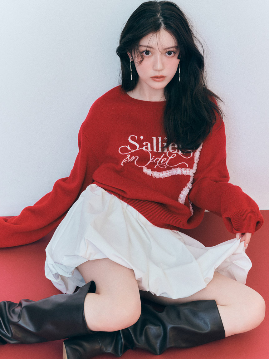 リボンモチーフジャガードニットプルオーバー(ニット)｜トップス